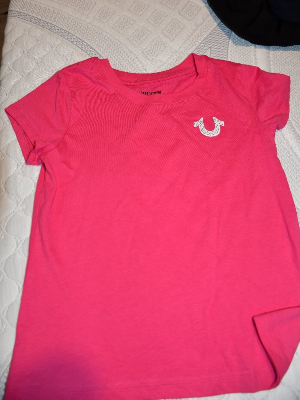 True Religion Hot Pink Short Sleeve Shirt w/ Gems